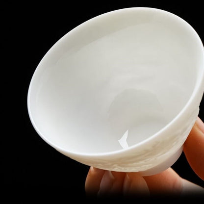 on sales porcelain tea cup dragon relief 60ml white china ceramic master cup new