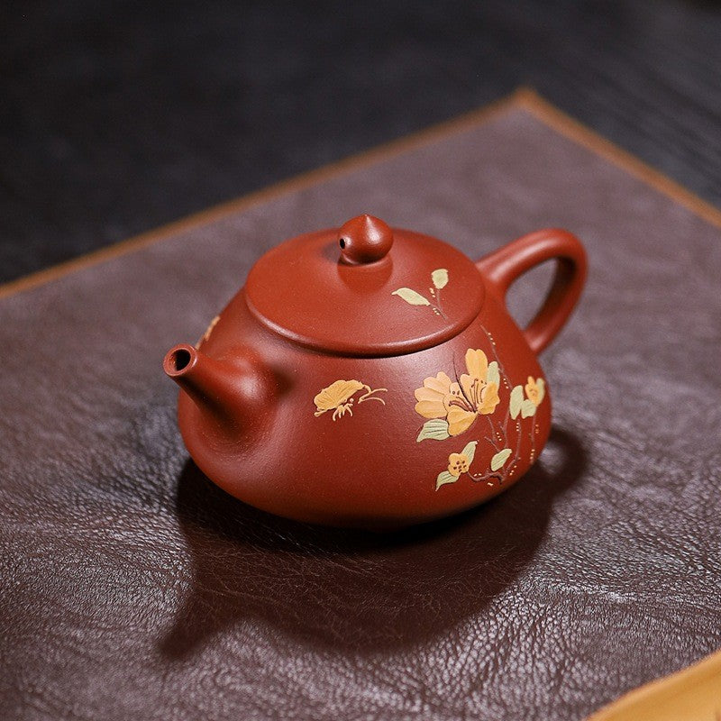 Yixing Zisha Teapot Shi Piao Handmade Original Dahongpao Clay Floral Relief New