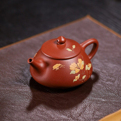 Yixing Zisha Teapot Shi Piao Handmade Original Dahongpao Clay Floral Relief New