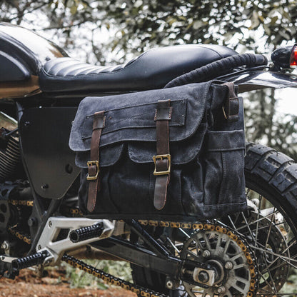 Canvas Shoulder Bag Cowhide Large Capacity Messenger Bag Motorcycle Side Bag
