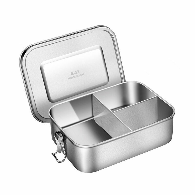 Lunch Container Stainless Steel Food Snack Storage Boxes Eco-friendly Rectangle