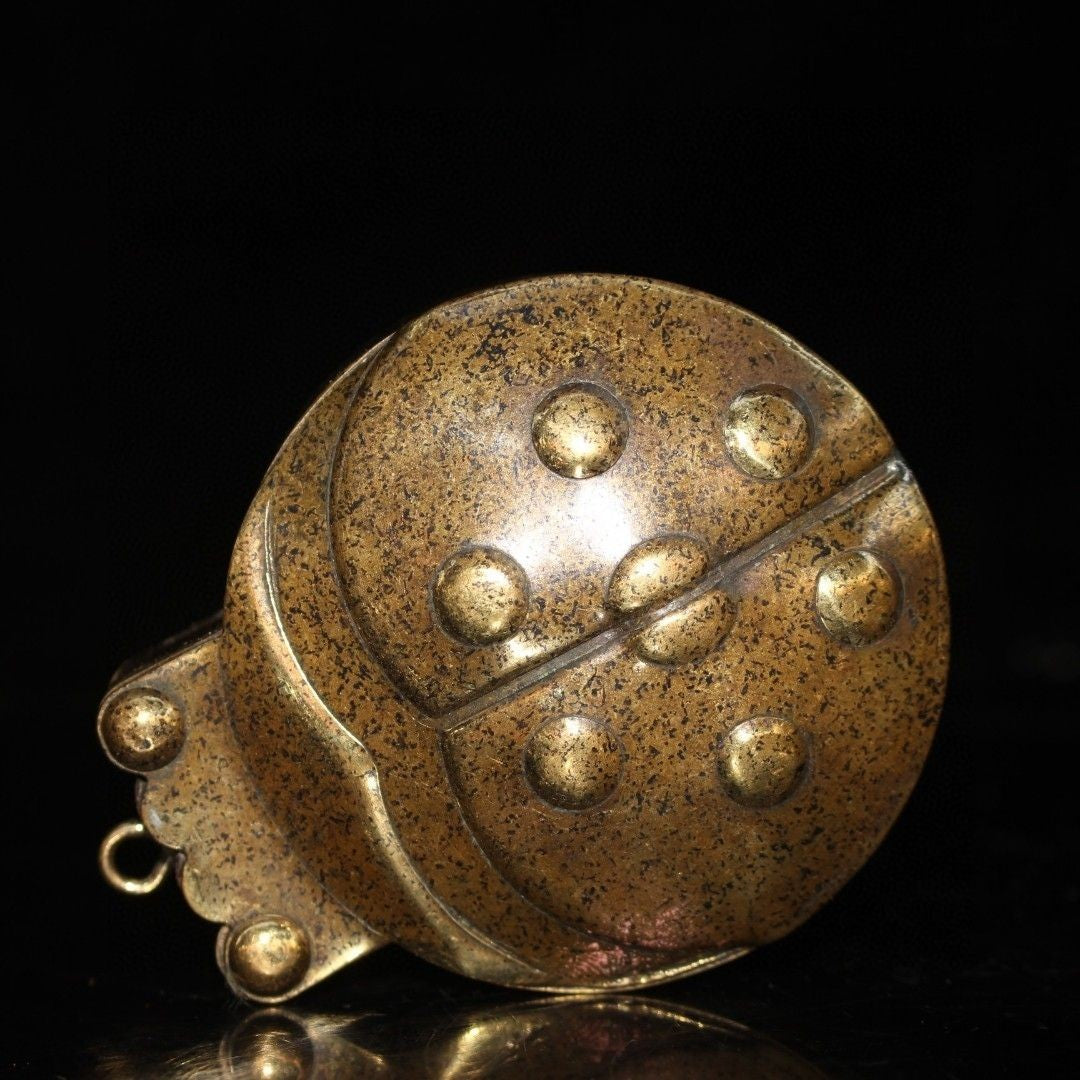Antique Collection Chinese Pure Brass Handmade Ladybug Box Jewelry Box