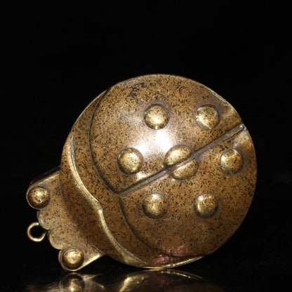 Antique Collection Chinese Pure Brass Handmade Ladybug Box Jewelry Box