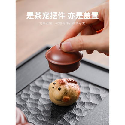 Goldfish Tea Pet Ornament 4cm 1.6in Teapot Cover Holder Kungfu Tea Ceremony