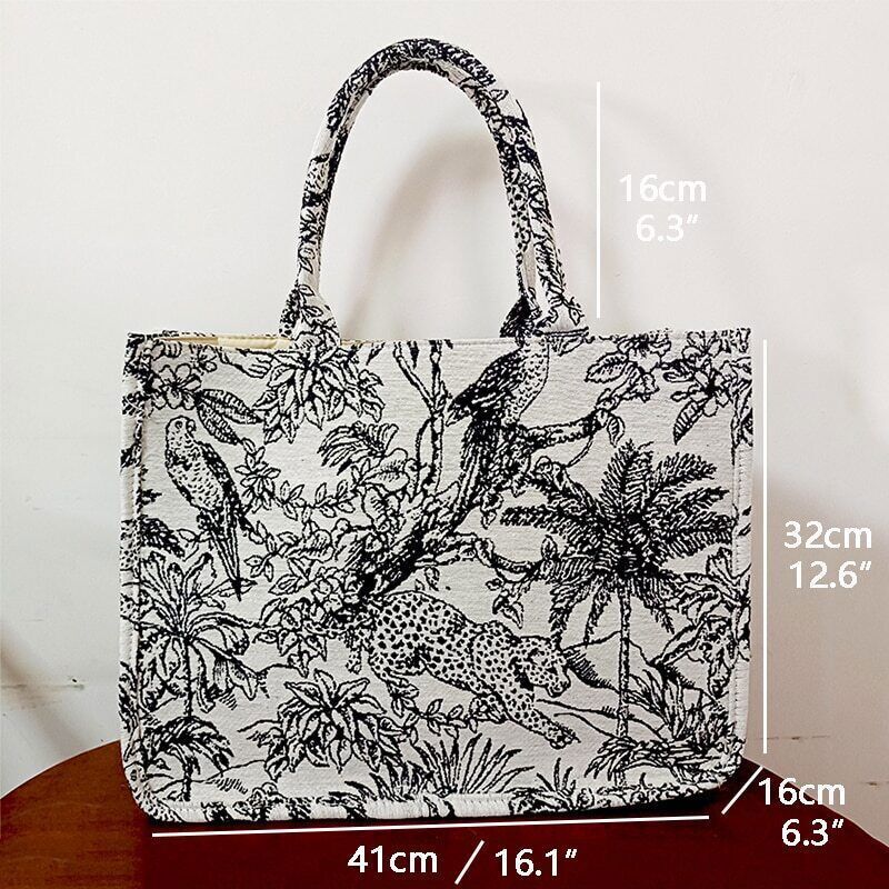 Tote Bag Women Handbag Travel Shoulder Bag Embroidery Shopping Bag