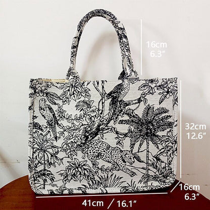 Tote Bag Women Handbag Travel Shoulder Bag Embroidery Shopping Bag