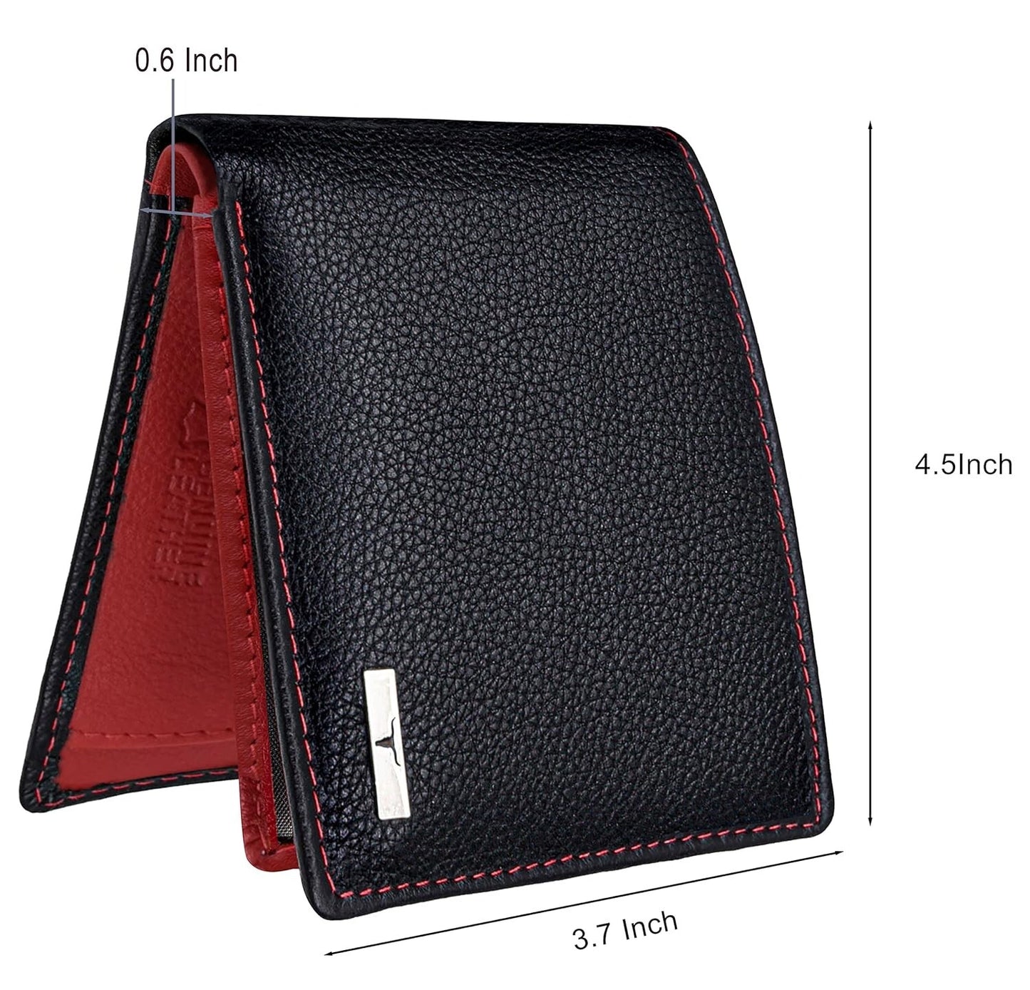 NEW BLACK/RED BI-FOLD LEATHER MEN'S WALLET RFID PROTECTION GIFT ITEM