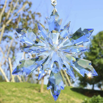 Crystal Ornament Edition Christmas Glass Snowflake Decor Pendant,Blue