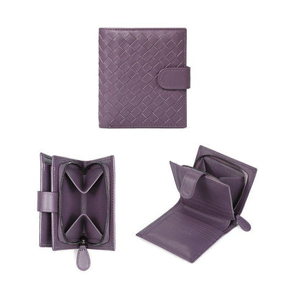 Sheep Leather Wallet Leather Woven Coin Purse Zipper Storage Bag 11*2*9.5 CM 1PC