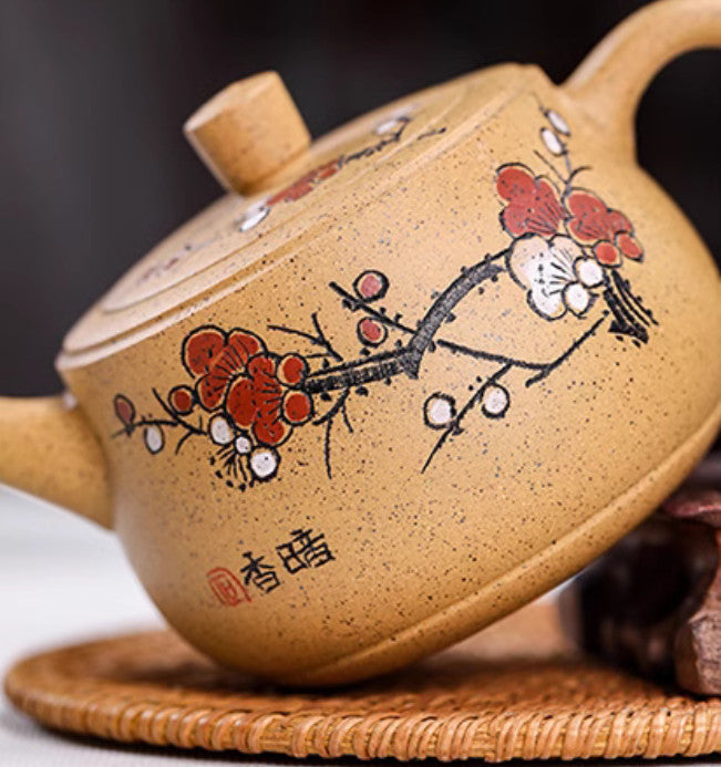5.3" Chinese Yixing Zisha Pottery Duan Clay 240CC Handmade Plum Blossom Teapot