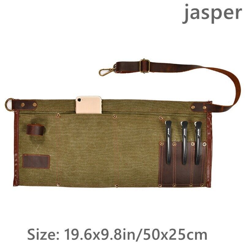 Genuine Leather Multi Pocket Half Short Apron Waist Belt Woodworker Tool Bag
