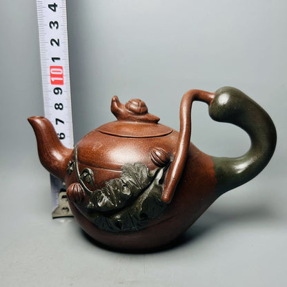 Vintage Chinese Yixing Purple Clay Teapot Zisha Ceremony Ceramic Pumpkin Teaware