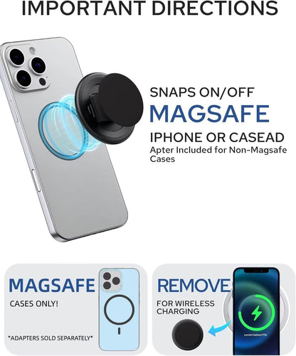 Transparent Magnetic Phone Grip Compatible with Magsafe，Collapsible Mobile Phone