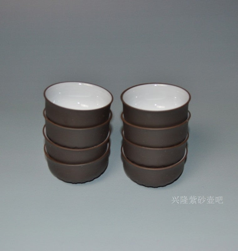 Cups 6 Pcs/lot 50ml Kungfu Teacup Lotus Carved Cup Zisha Purple Clay Cup Of Tea