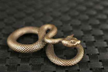 Chinese old bronze handmade Snake Statue figure Tea Pet scene home decoration