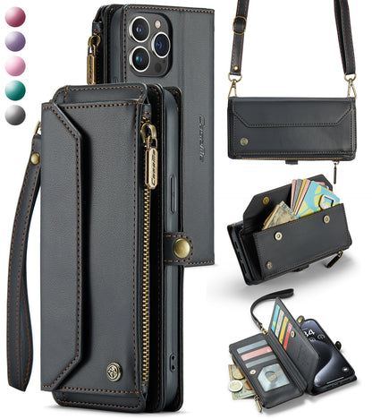 Crossbody for iPhone 16e 15 14 13 12 11 Pro Max XS XR SE Case Wallet Card Holder