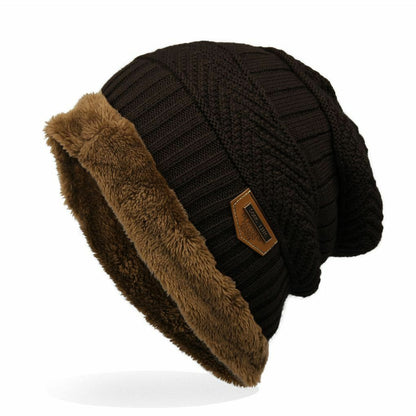 knitted black hats Thick warm and Bonnet Beanie Soft Knitted Cotton Acrylic Blue