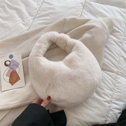 Fur Women's Bag Warm Plush Wrist Bags Women Handle Clutch Cute Ladies