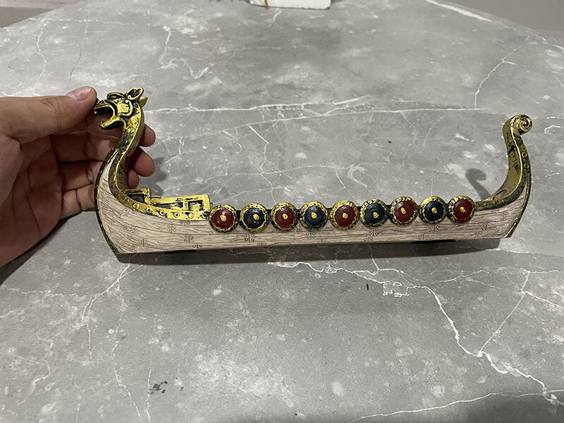 Hand Carved Dragon Boat Incense Holder Burner Censer Carving Ornaments