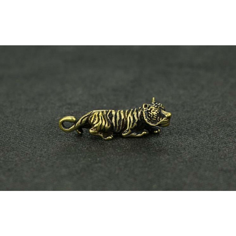 Old Bronze Handmade Small Tiger Statue Figure Tea Pet Decoration Rare Chinese