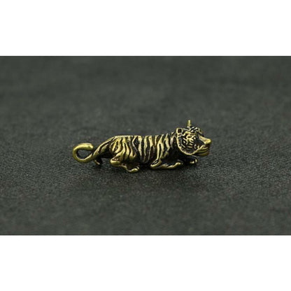 Old Bronze Handmade Small Tiger Statue Figure Tea Pet Decoration Rare Chinese