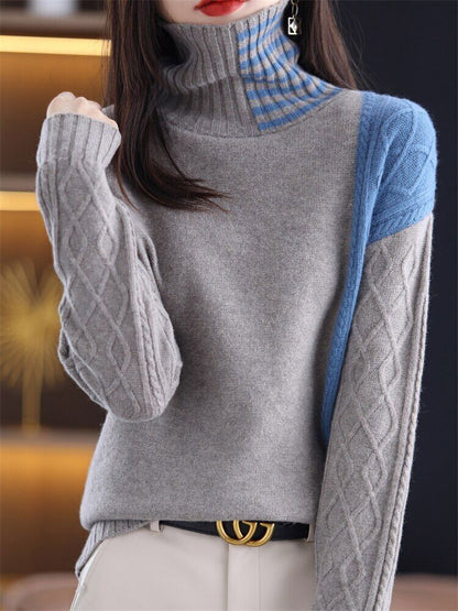 Women's Sweaters Long Sleeve Thick Pullover 100% Wool Knit Tops Jumper Clothing