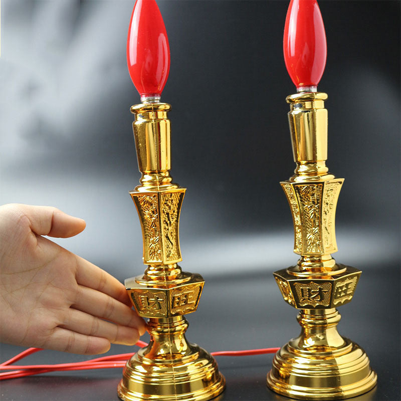 A Pair New Electric Candle LED Electrolier Lamp Buddha Offerings Lamp Supplies