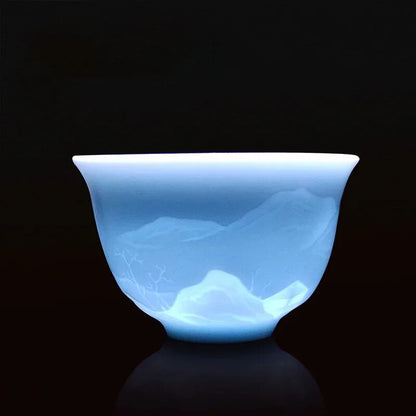 New China Kungfu Teacups Green/Azure Plum Bamboo Celadon Pu'er Master Tea Cup