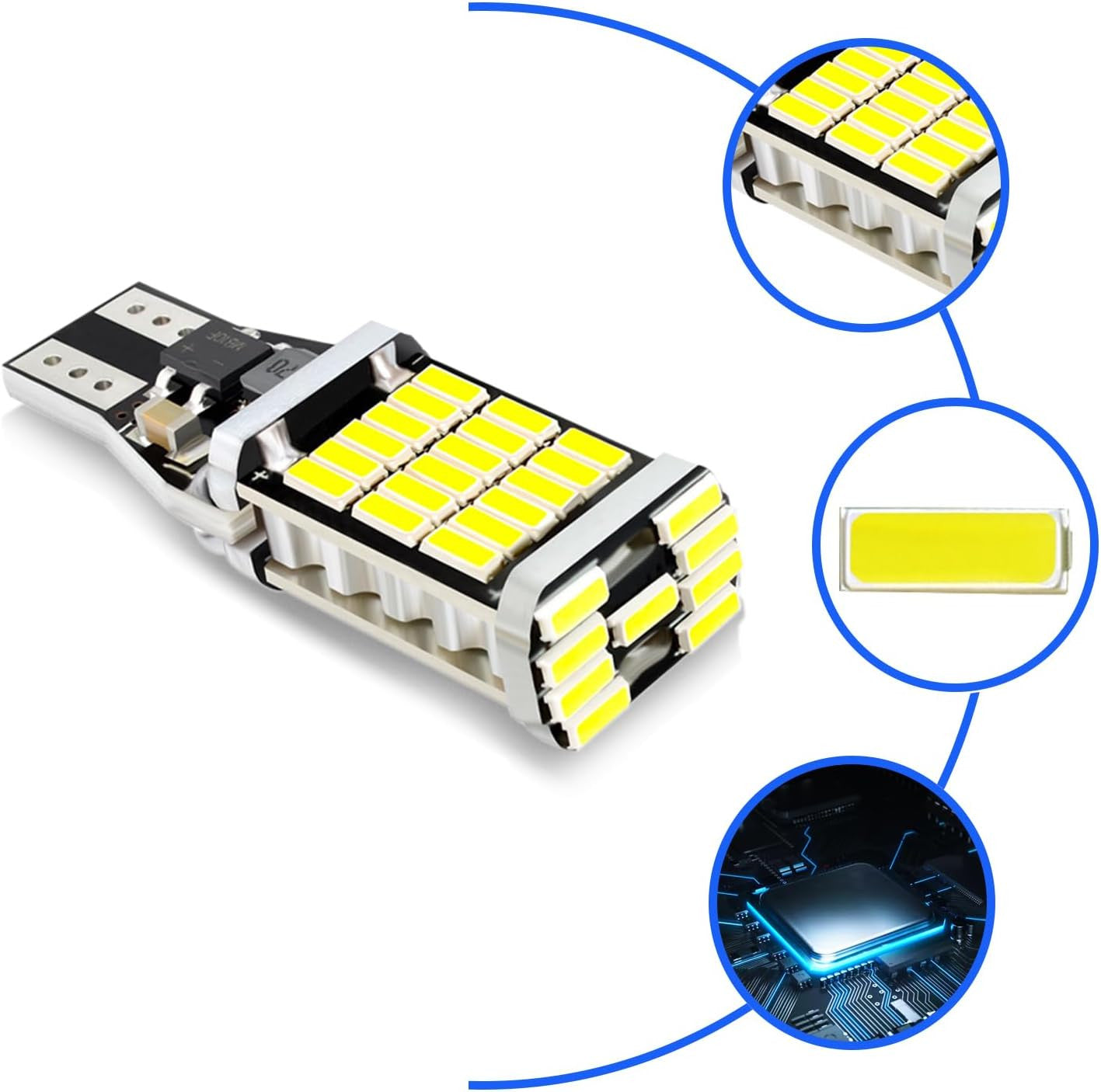 T15 921 912 LED Reverse Backup Light Bulbs W16W 916 6000K Super Bright White