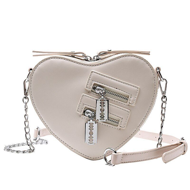 Gothic Heart Blade Zipper Chain Crossbody Bags Shoulder Purse Handbags Wallet