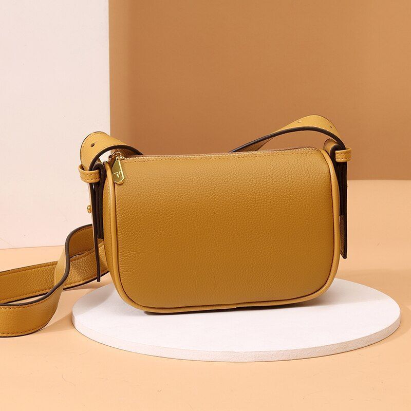 Shoulder Crossbody Tote Genuine Leather Bag Casual Simple Small Handbag Nylon