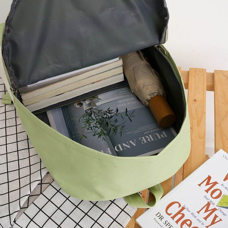 4Pcs/set Canvas School Bags Large Laptop Backpack Bookbag Travelling 41*30*12 CM