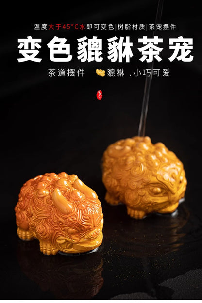 1Pc Color Changing Wealth Attracting Small Pixiu Ornaments Tea Playing Tea Pets