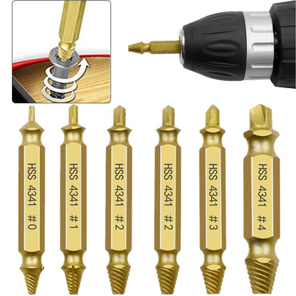 6Pcs Damaged Screw Extractor Drill Bit Stripped Broken Screw Bolt Remover Tool