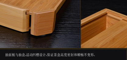 8.8"inch Chinese Bamboo Box for Pu'er Tea Cake Single Layer Drawer Board Holder