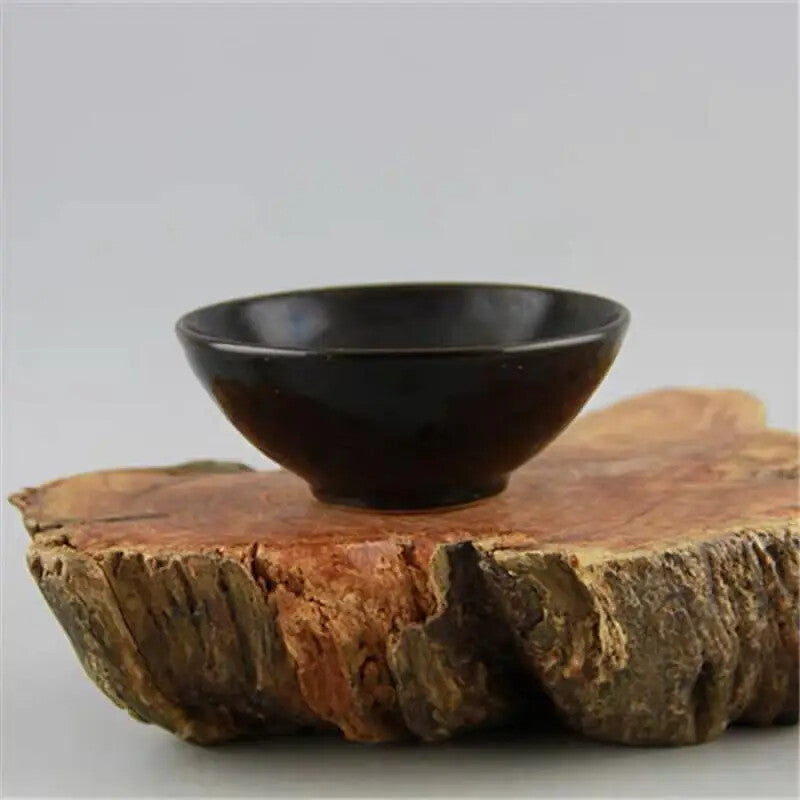4.3" Pretty Chinese Jizhou Kiln Porcelain Maple Leaves Bowl Teabowl Tea-Things