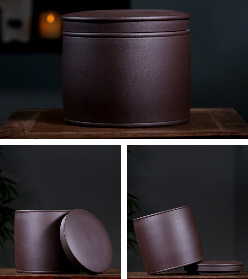 True Yixing Zisha Purple Clay Tea Canister With Lid Sealed Jar For Puer Tea Cake