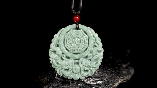 China Natural Grade A Jade Jadeite Dragon Tai Chi Amulet Blessing Pendant Gift
