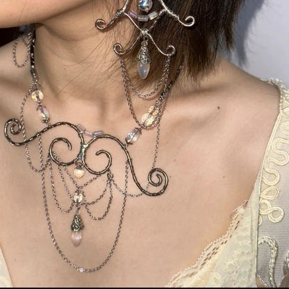 Vintage Handmade Mermaid Tear Choker Necklace Dark Wasteland Style