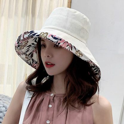 Sun Hat Big Brim Female Seaside Protection UV Cap Japanese Wild Fisherman Korean