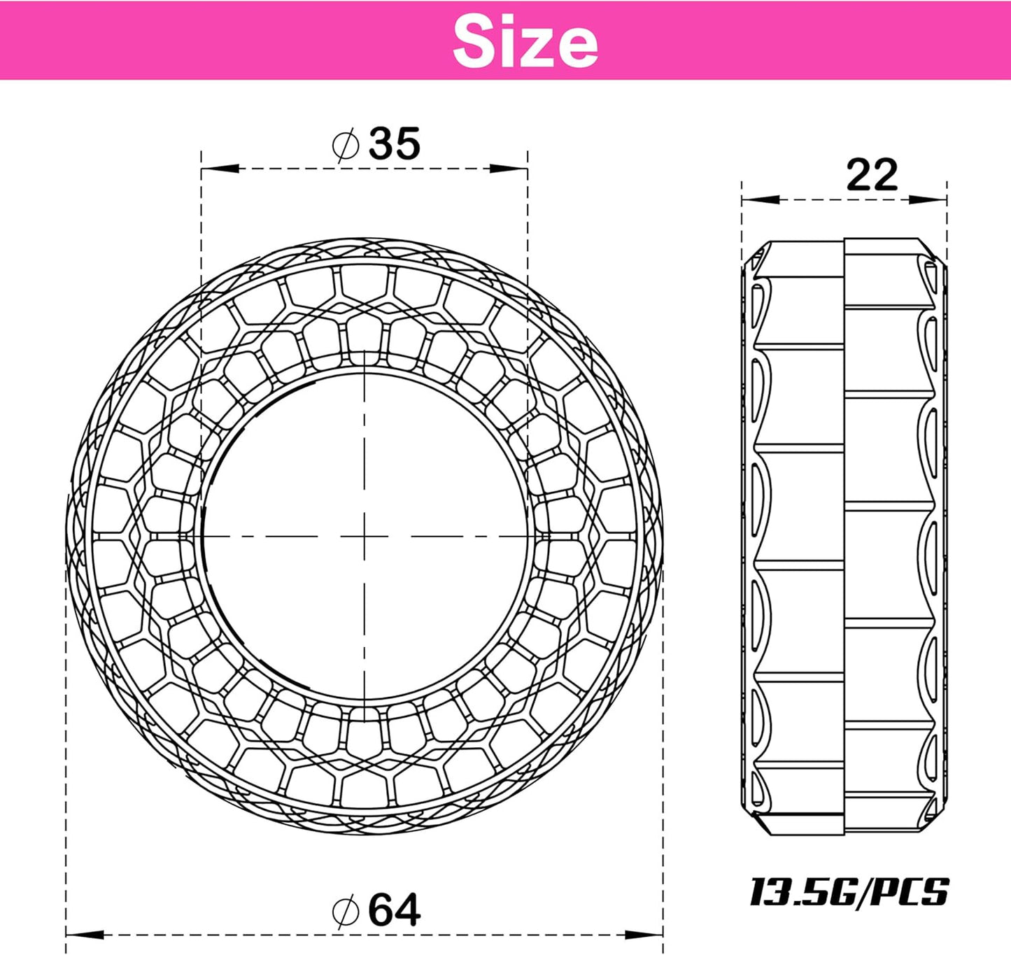 Super Soft Silicone Rubber Inserts for 68-72Mm 1.3" Tires (Rose Red)