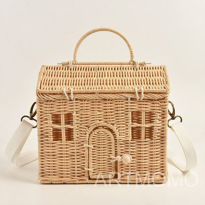 Handmade Handbags Woven Shoulder Crossbody Bag Summer Beach Straw Travel Bag 1PC