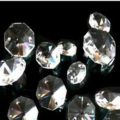 100pcs 16MM Octagon Crystal Glass Chandelier Prisms Beads Lamp Repair Refurbish