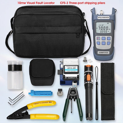 FTTH Fiber Optic Tool Kit Fiber Cleaver Optical Power Meter Visual Fault Locator