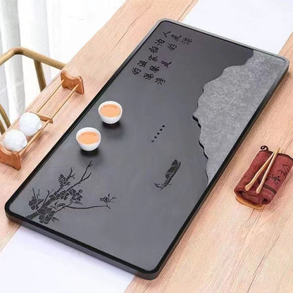 Chinese Tea Tray Black Stone Serving Tray Multi Size Heavy Tray For Tea Set New
