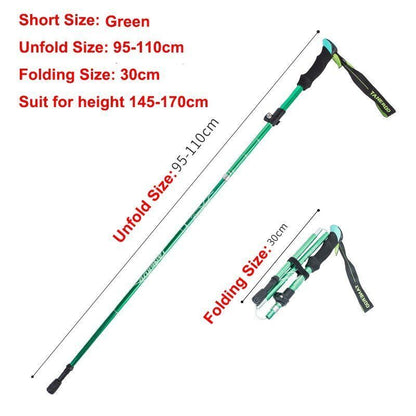 5-Section Folding Trekking Poles Nordic Walking Stick Hiking Telescopic Cane 1PC