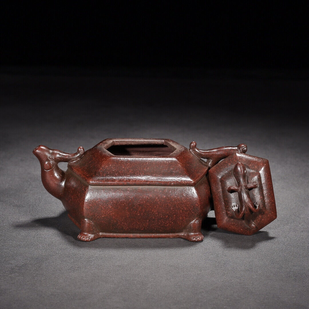 l-0Chinese Yixing Zisha Clay Handmade Exquisite Teapot （螭龙 底款：顾景舟）