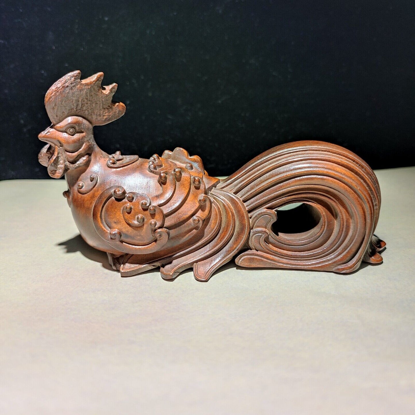 chinese carving boxwood rooster statue Figurine cock home decor wood animal gift