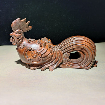 chinese carving boxwood rooster statue Figurine cock home decor wood animal gift
