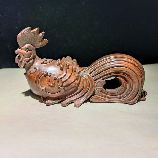 chinese carving boxwood rooster statue Figurine cock home decor wood animal gift